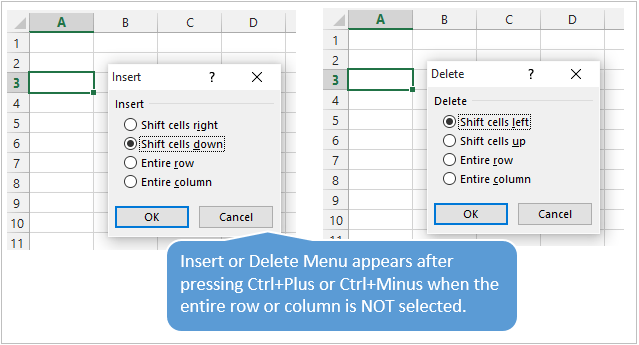 shortcut for deleting column excel mac